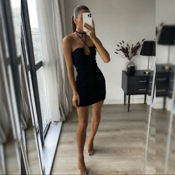 mini black dress zara Embellished Open-Back A-Line Mini Dress in White - 6 main image 1